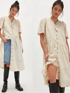 Free People Dainty Ethereal Cottage Bella Mae Midi Dress Vanilla Floral Large